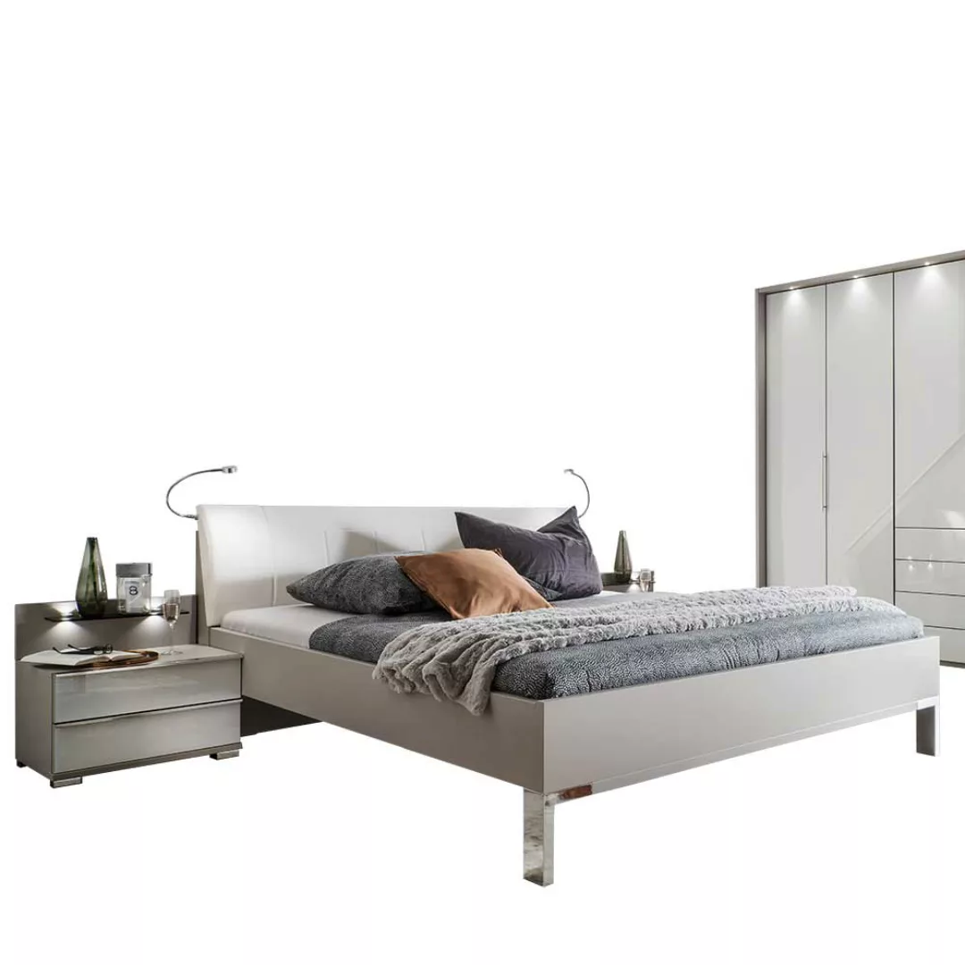 Schlafzimmermöbel Set in Weiß und Hellgrau Made in Germany (vierteilig) günstig online kaufen