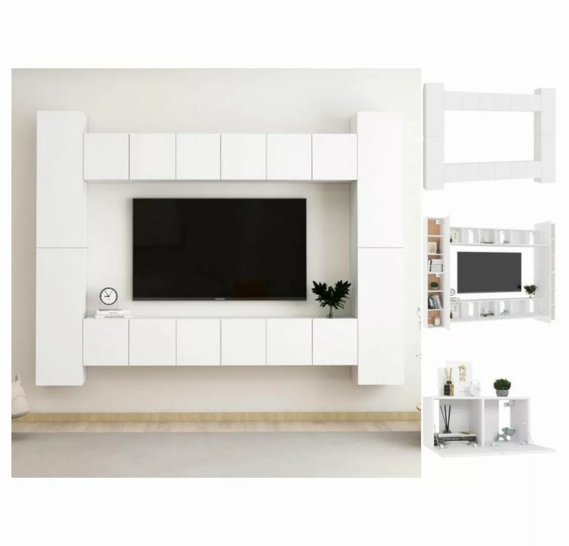 vidaXL Kleiderschrank 10-tlg TV-Schrank-Set Weiß Spanplatte günstig online kaufen