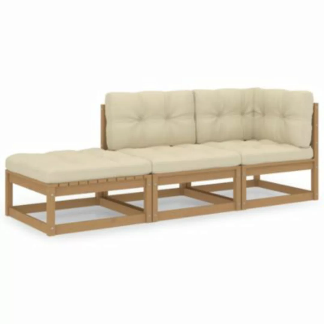 vidaXL 3-tlg. Garten-Lounge-Set mit Kissen Kiefer Massivholz Gartenmöbel-Se günstig online kaufen