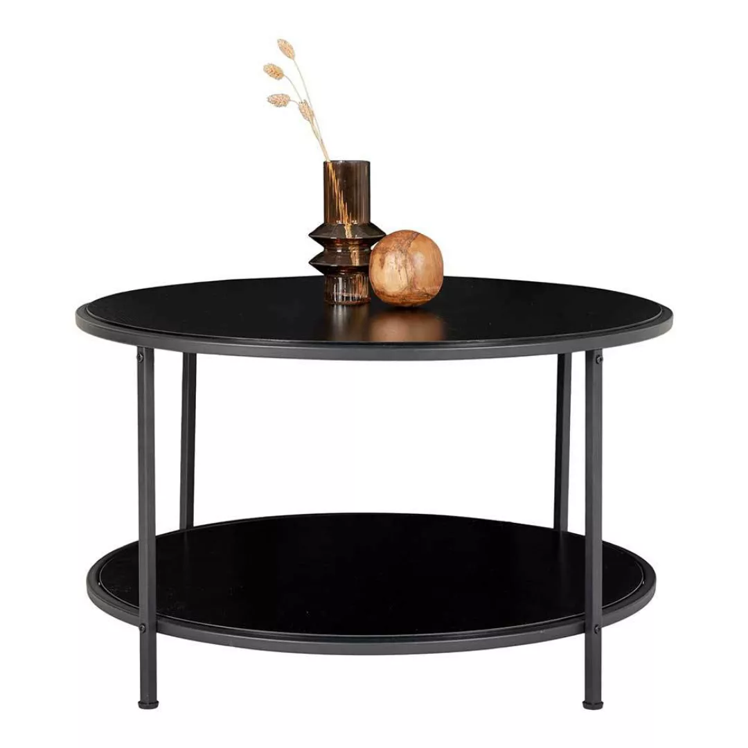 Schwarzer Coffee Table mit runder Tischplatte große Ablage günstig online kaufen