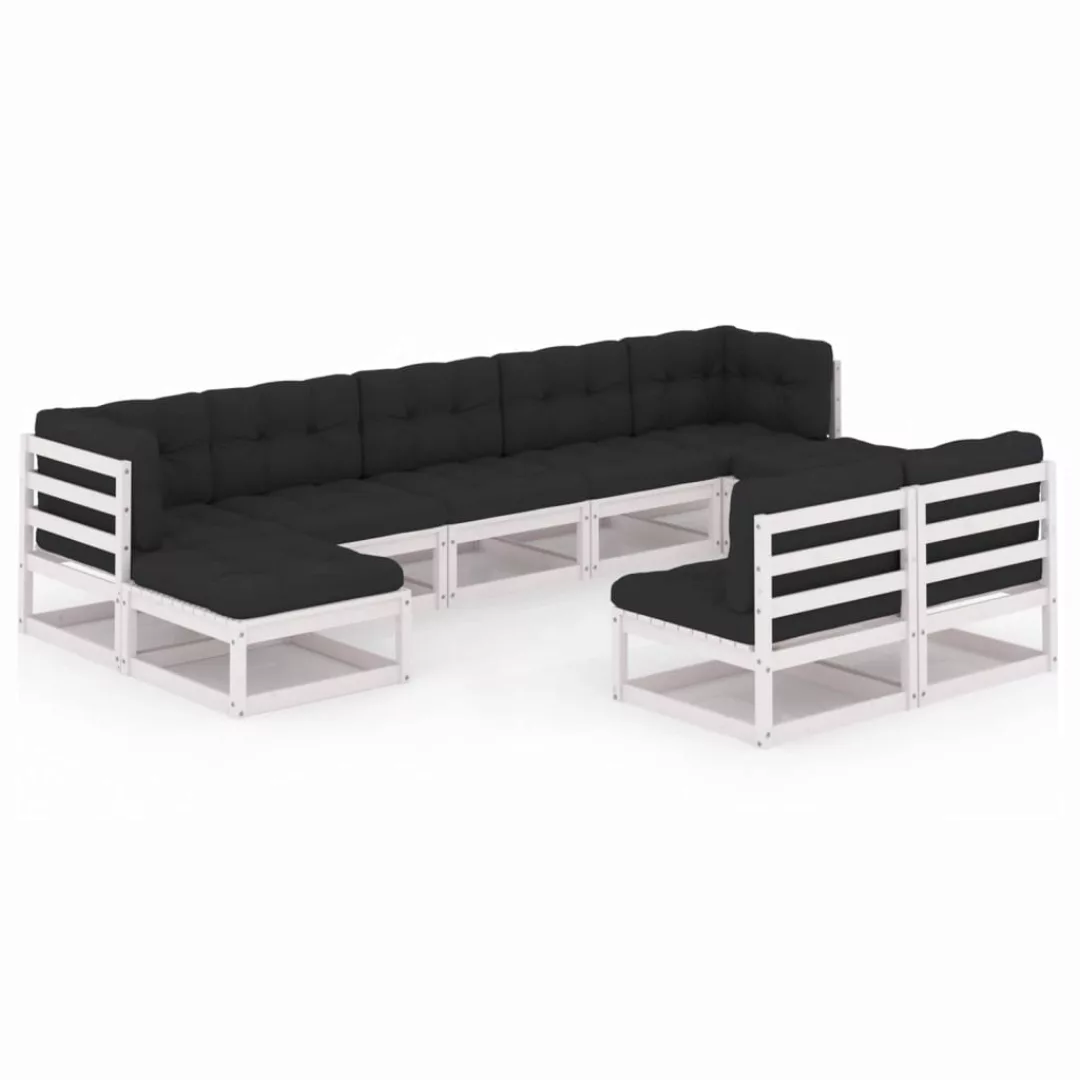 9-tlg. Garten-lounge-set Mit Kissen Weiß Kiefer Massivholz günstig online kaufen