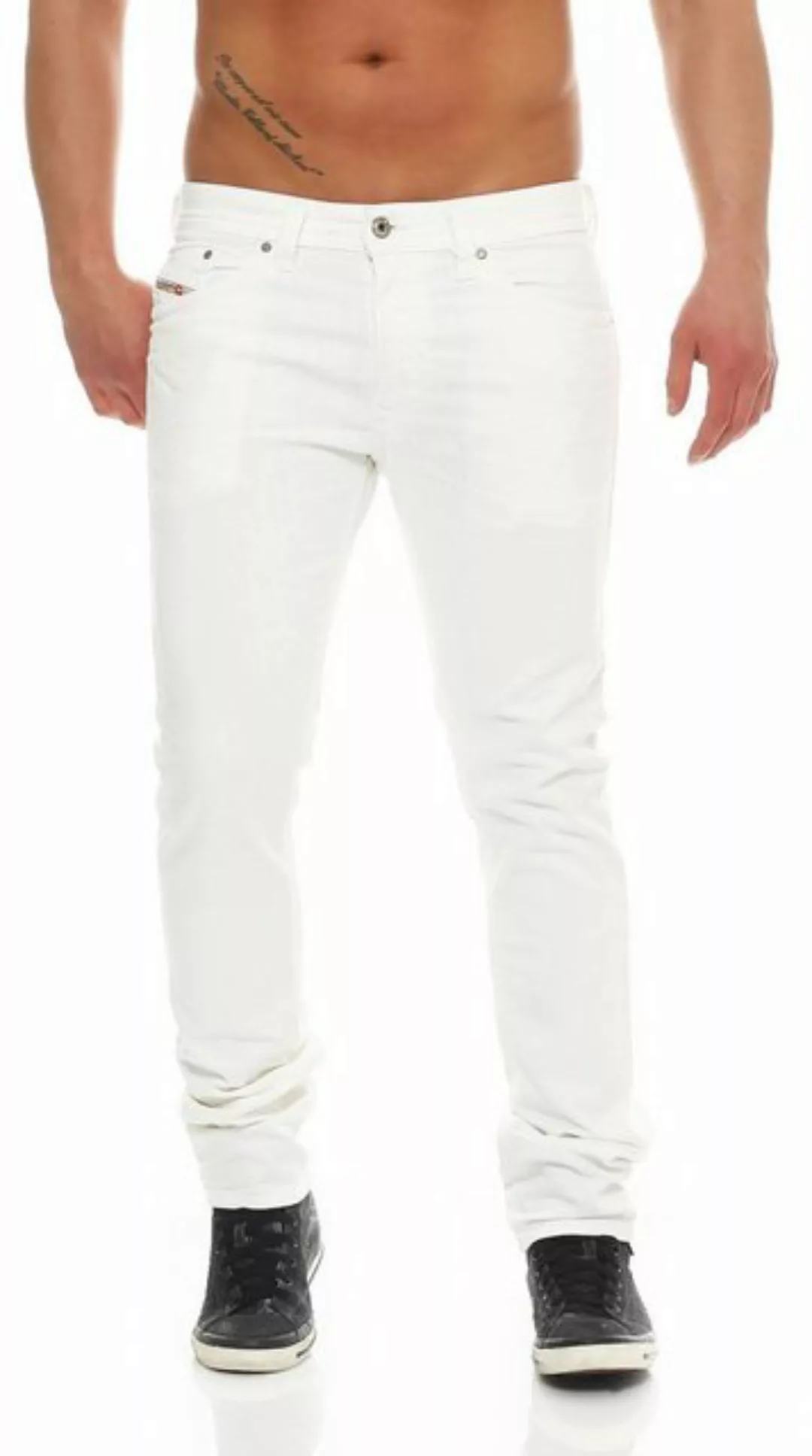 Diesel Slim-fit-Jeans Herren Thavar 0847E Weiß, Stretch, Röhrenjeans, 5-Poc günstig online kaufen