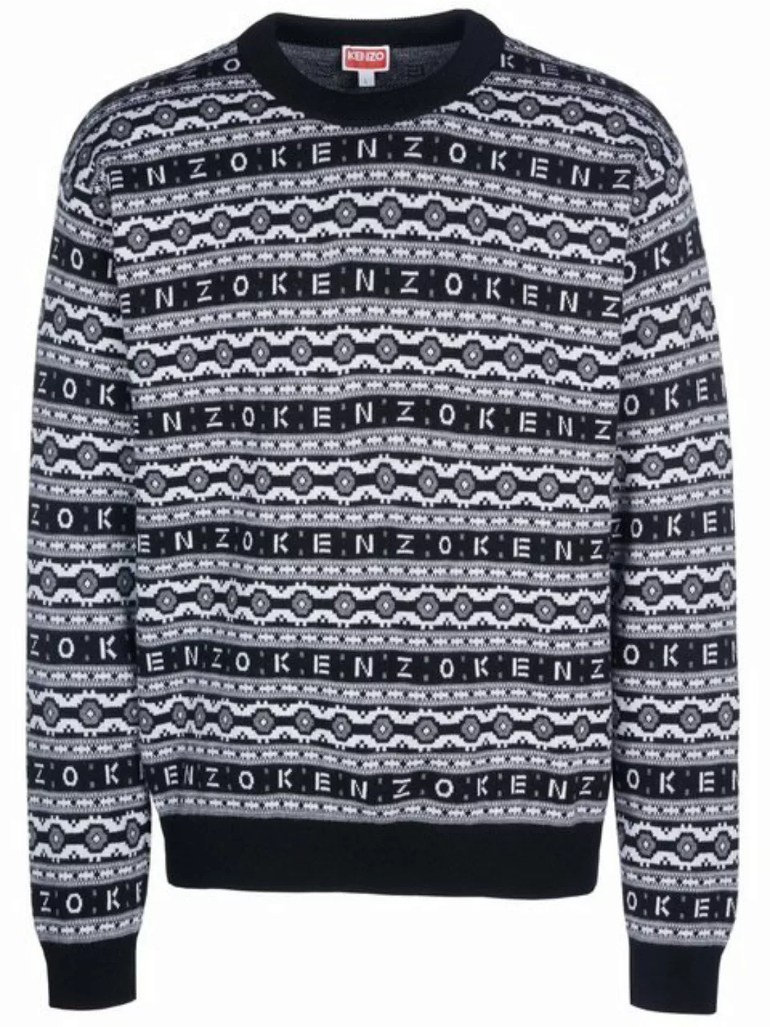 KENZO Strickpullover Kenzo Pullover schwarz-weiss günstig online kaufen