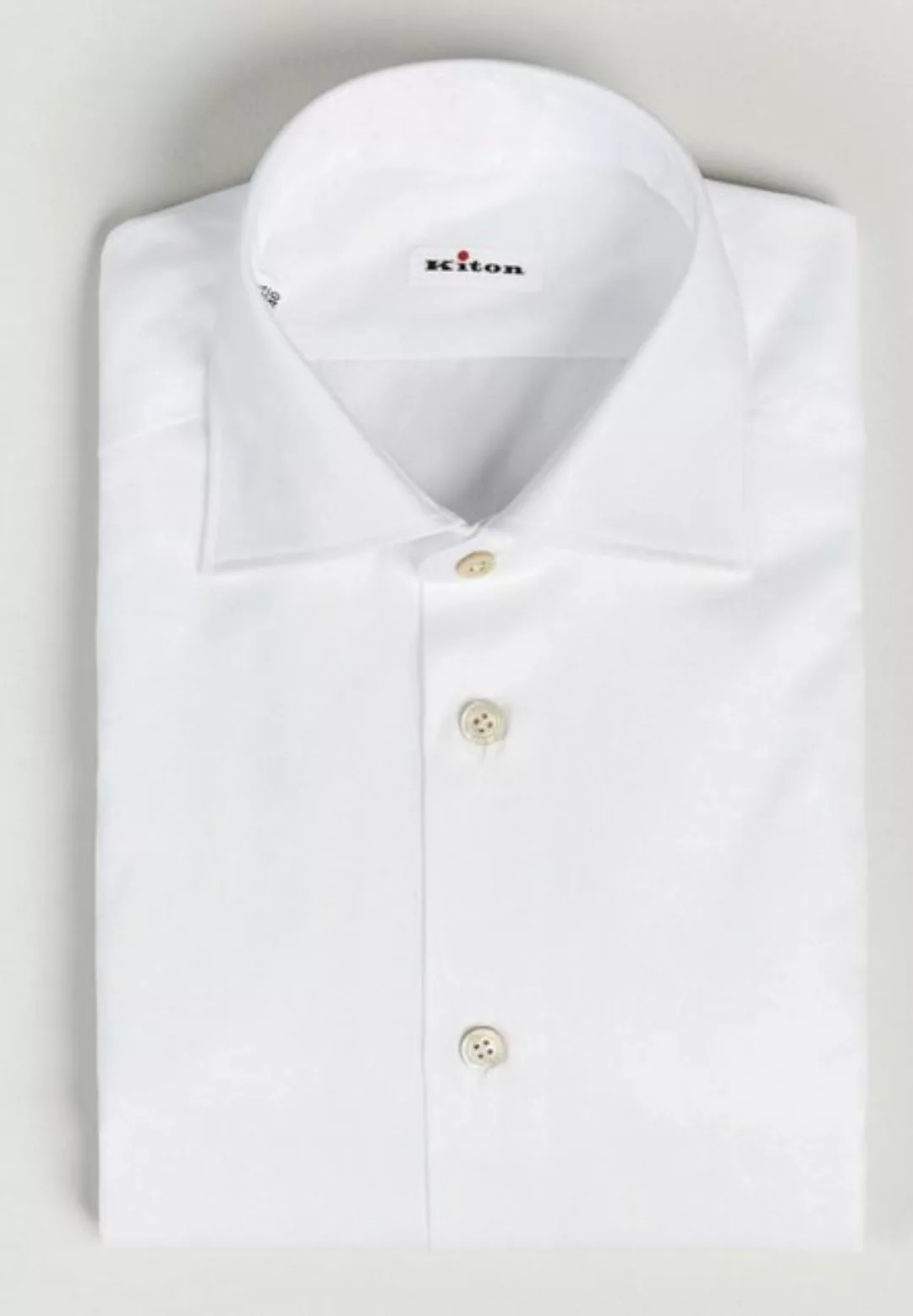 Kiton Langarmhemd Kiton White Tailored Dress Suit Cotton Twill Shirt Anzug günstig online kaufen