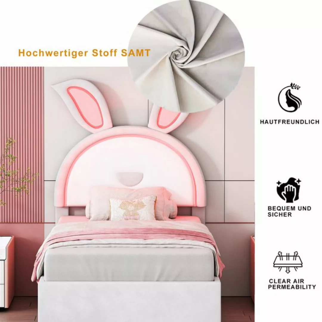 MODFU Kinderbett Gästebett Stauraumbett Polsterbett 90 x 200 cm (mit auszie günstig online kaufen