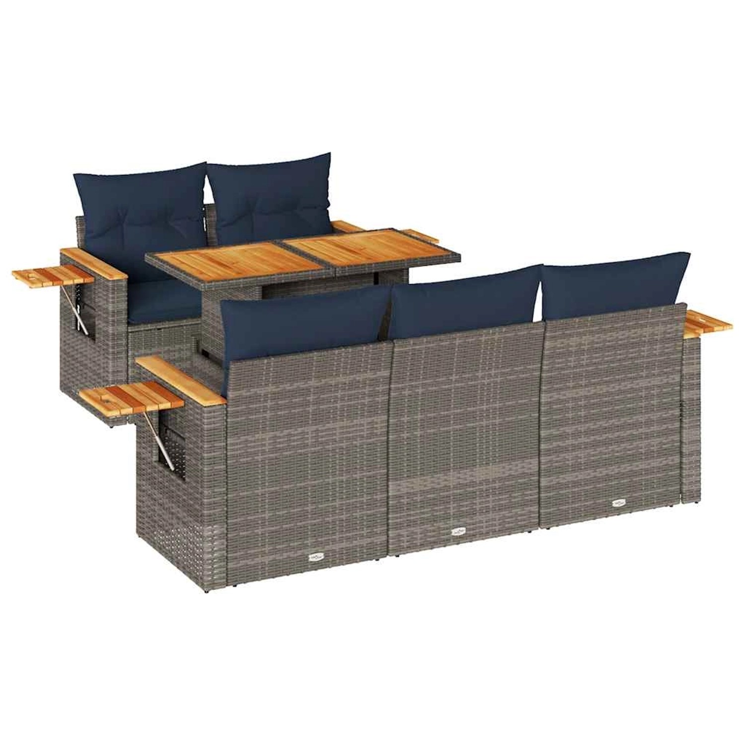 vidaXL 6-Tlg Garten-Sofagarnitur mit Kissen Grau Poly Rattan 3327554 günstig online kaufen