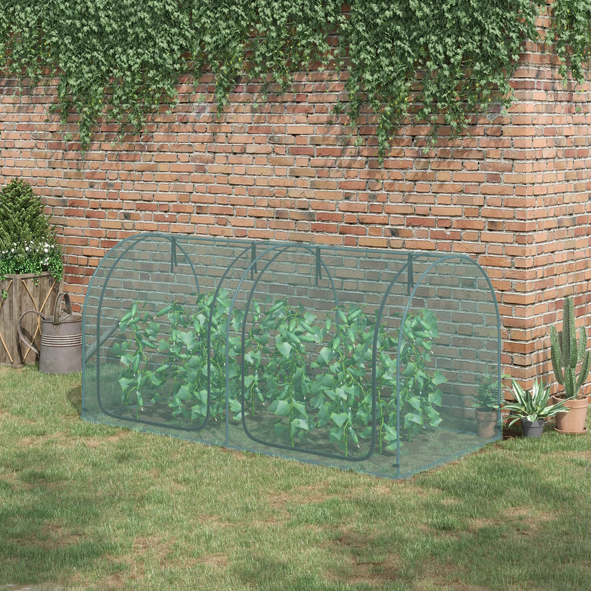 Outsunny Mini Gewächshaus 2,49x1,2m Pflanzenschutzzelt mit Tür für Garten & günstig online kaufen