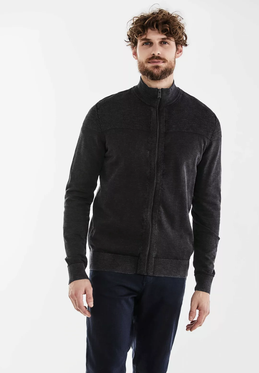 STREET ONE MEN Strickjacke, aus reiner Baumwolle günstig online kaufen