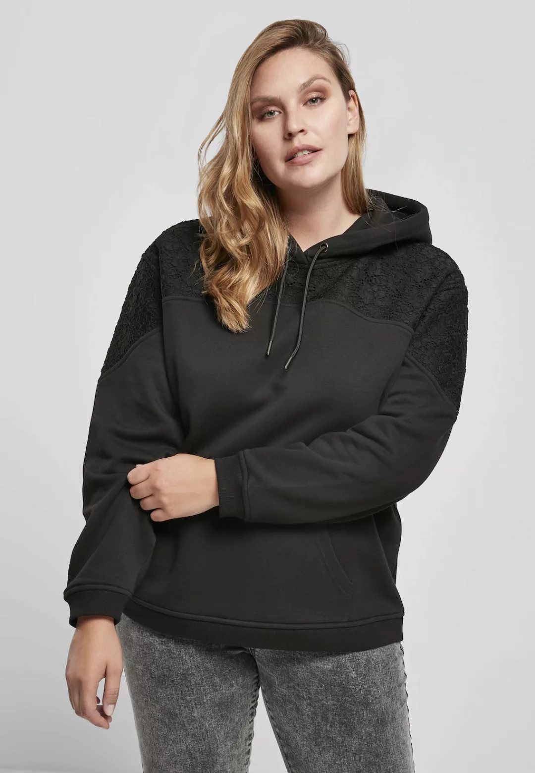 URBAN CLASSICS Kapuzenpullover "Urban Classics Damen Ladies Lace Inset Hood günstig online kaufen