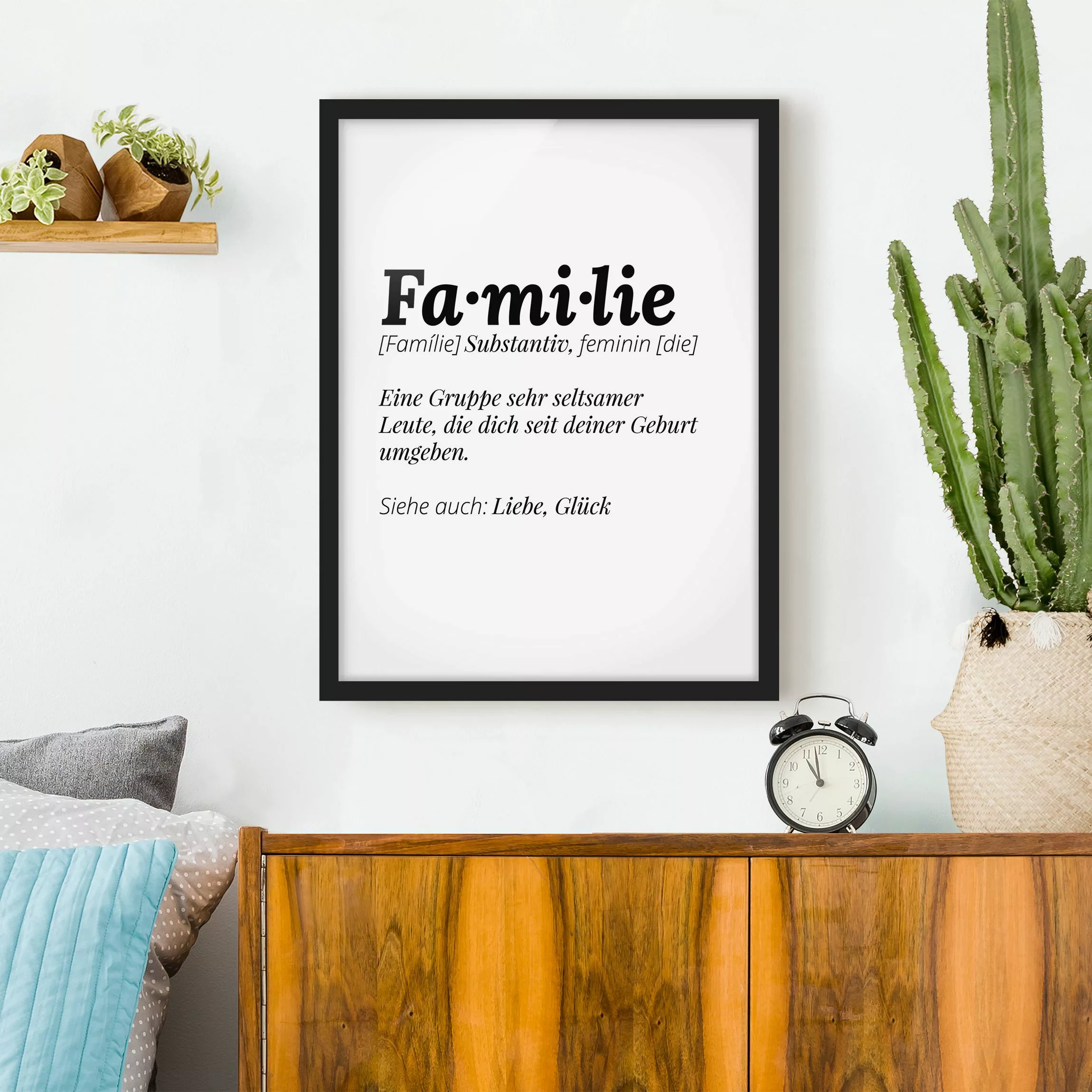 Bild mit Rahmen Spruch - Hochformat Die Definition von Familie günstig online kaufen