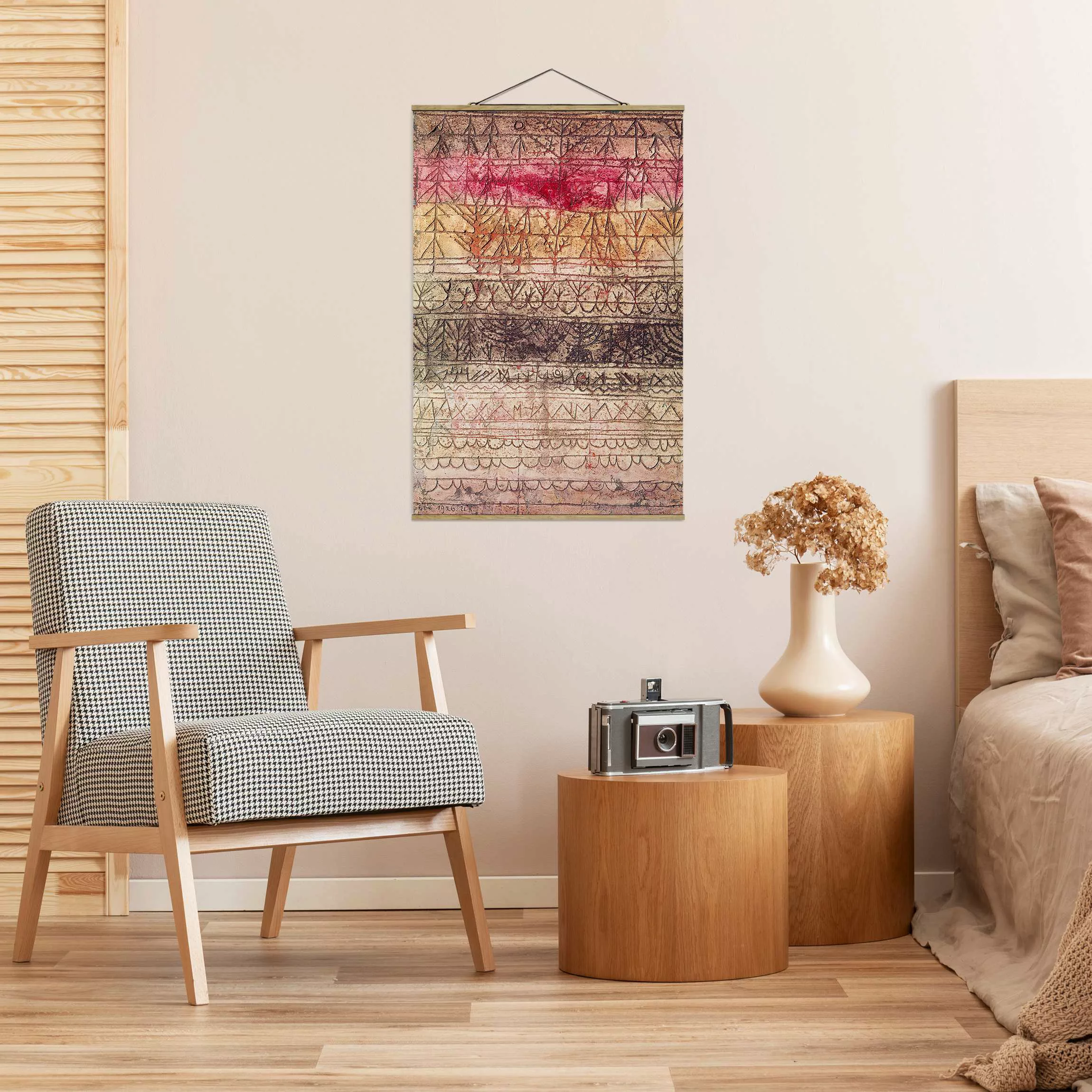 Stoffbild Abstrakt mit Posterleisten - Hochformat Paul Klee - Jungwaldtafel günstig online kaufen