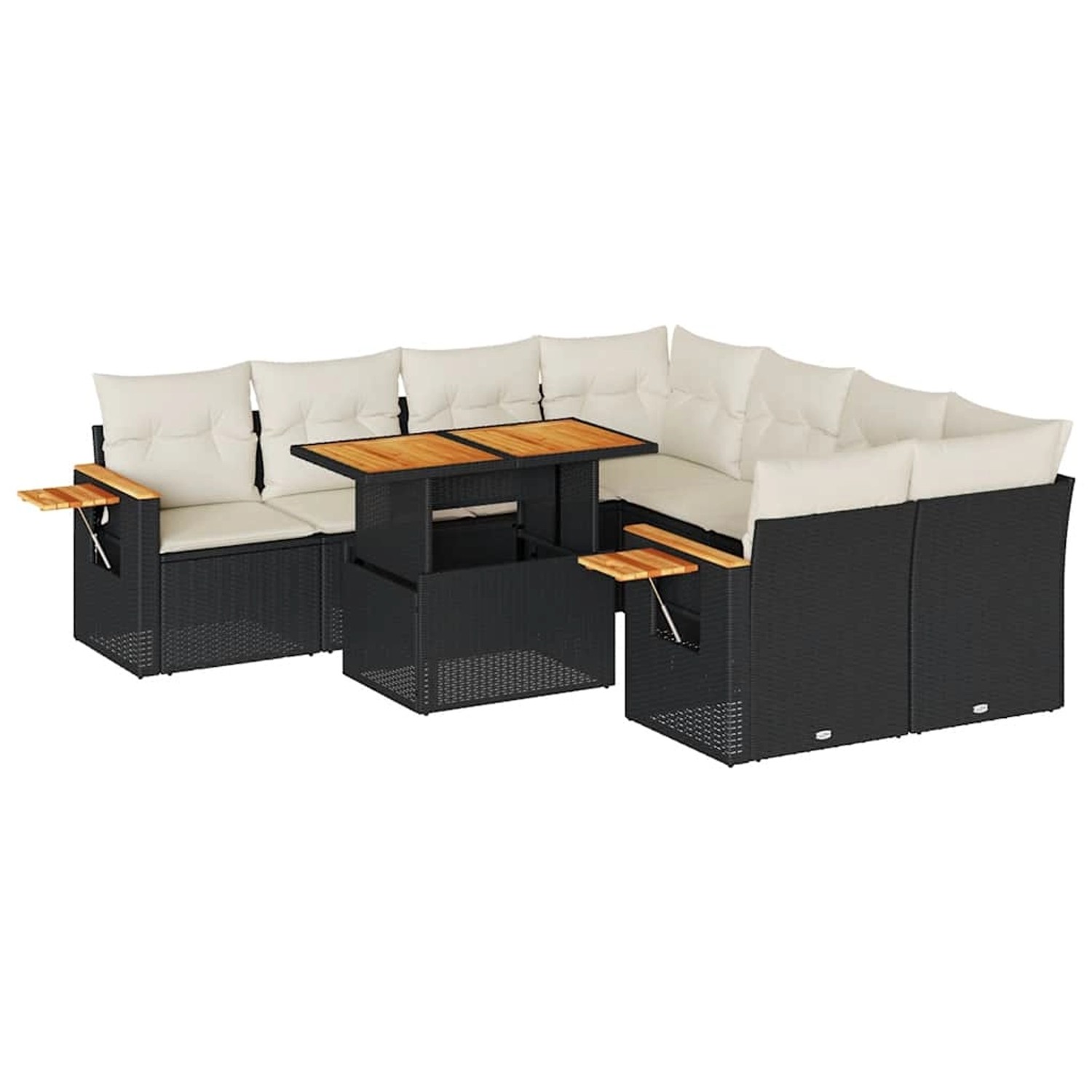 vidaXL 9-Tlg Garten-Sofagarnitur mit Kissen Schwarz Poly Rattan 3327577 günstig online kaufen