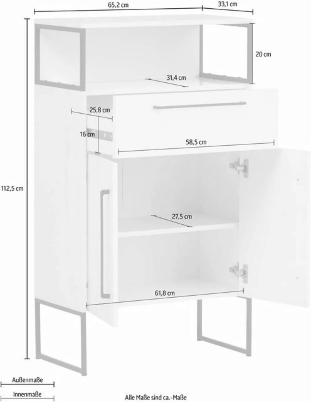 Schildmeyer Midischrank "Limone", Breite 65,2 cm günstig online kaufen