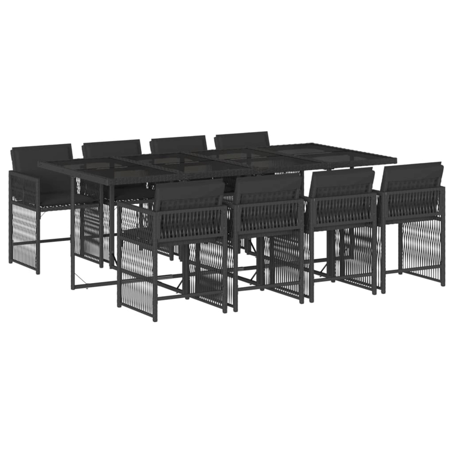 vidaXL 9-tlg Garten-Essgruppe mit Kissen Schwarz Poly Rattan Modell 77 günstig online kaufen