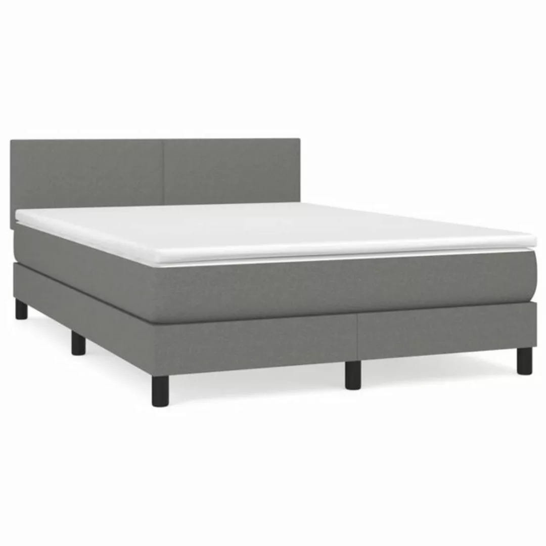 vidaXL Boxspringbett Boxspringbett mit Matratze Dunkelbraun 140x200 cm Stof günstig online kaufen