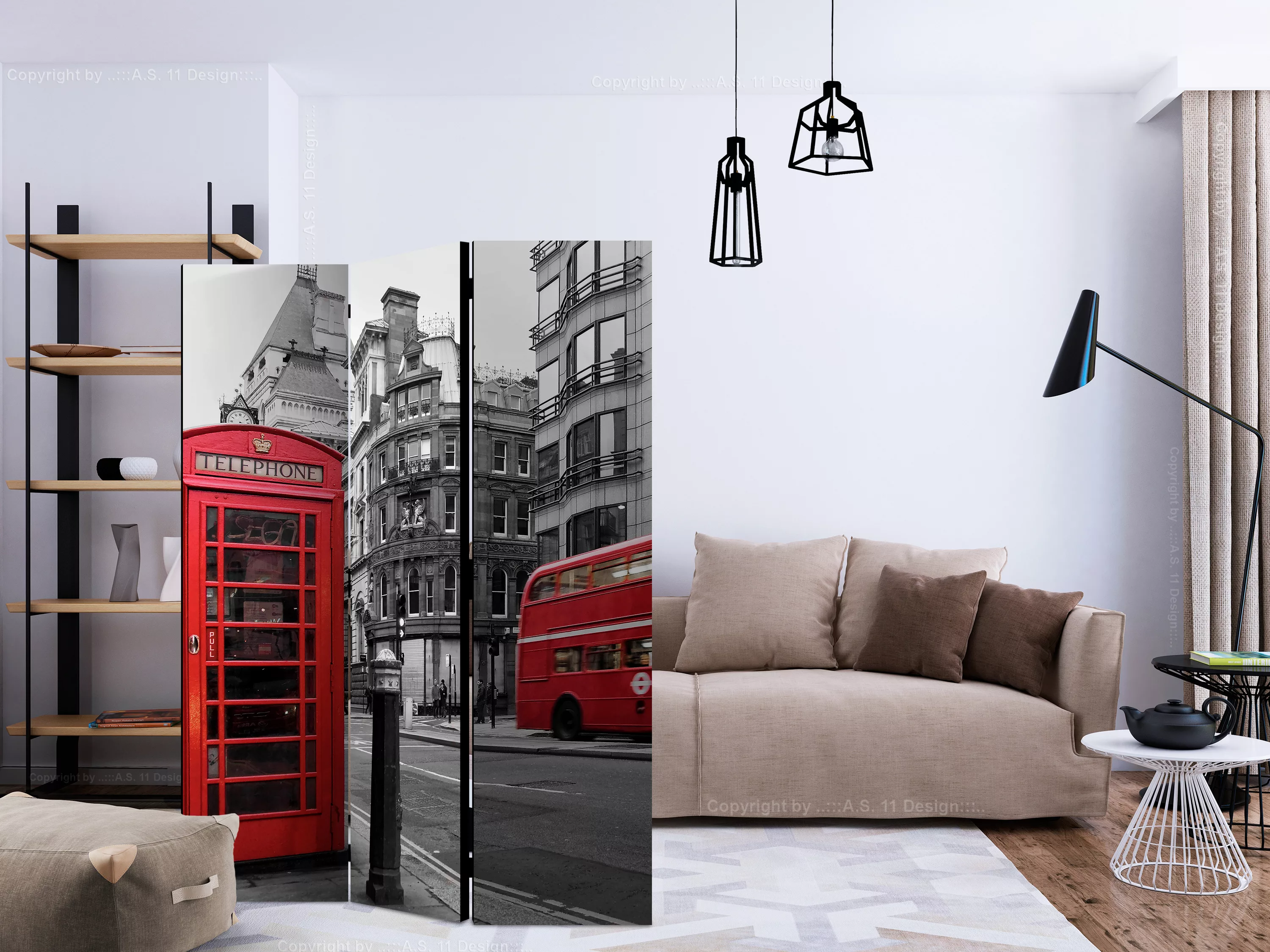 3-teiliges Paravent - London Icons [room Dividers] günstig online kaufen