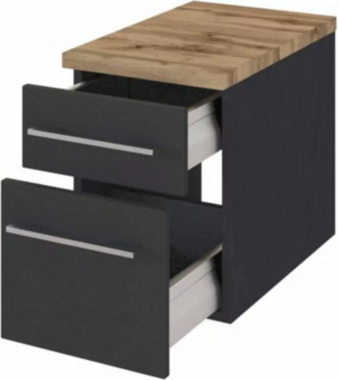 Lomadox Bad-Möbel Unterschrank TAREE-03 in matt grau schwarz günstig online kaufen