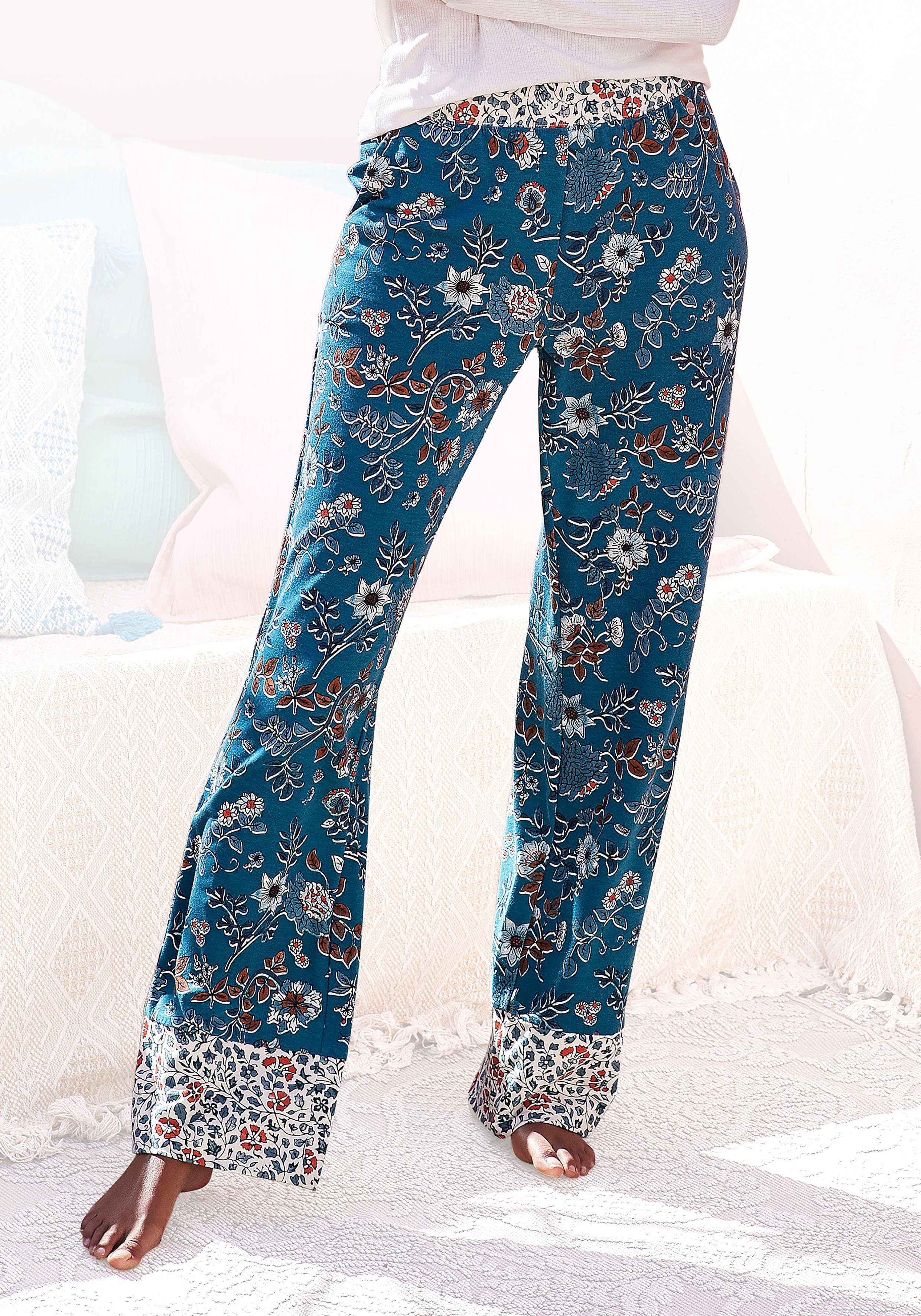 LASCANA Schlafhose, im Blumen Allover-Druck günstig online kaufen