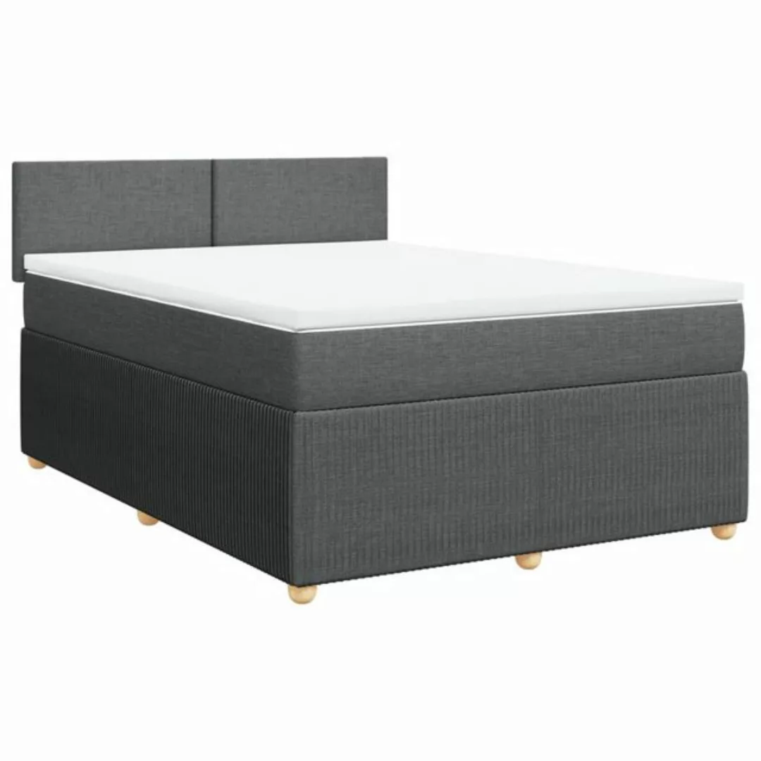 vidaXL Boxspringbett Boxspringbett mit Matratze Dunkelgrau 140x200 cm Stoff günstig online kaufen