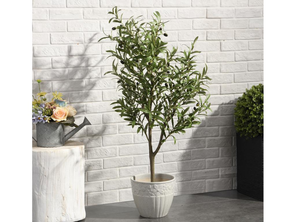 Kunstpflanze Olivenbaum mit Topf - 120 cm - HUESCA günstig online kaufen