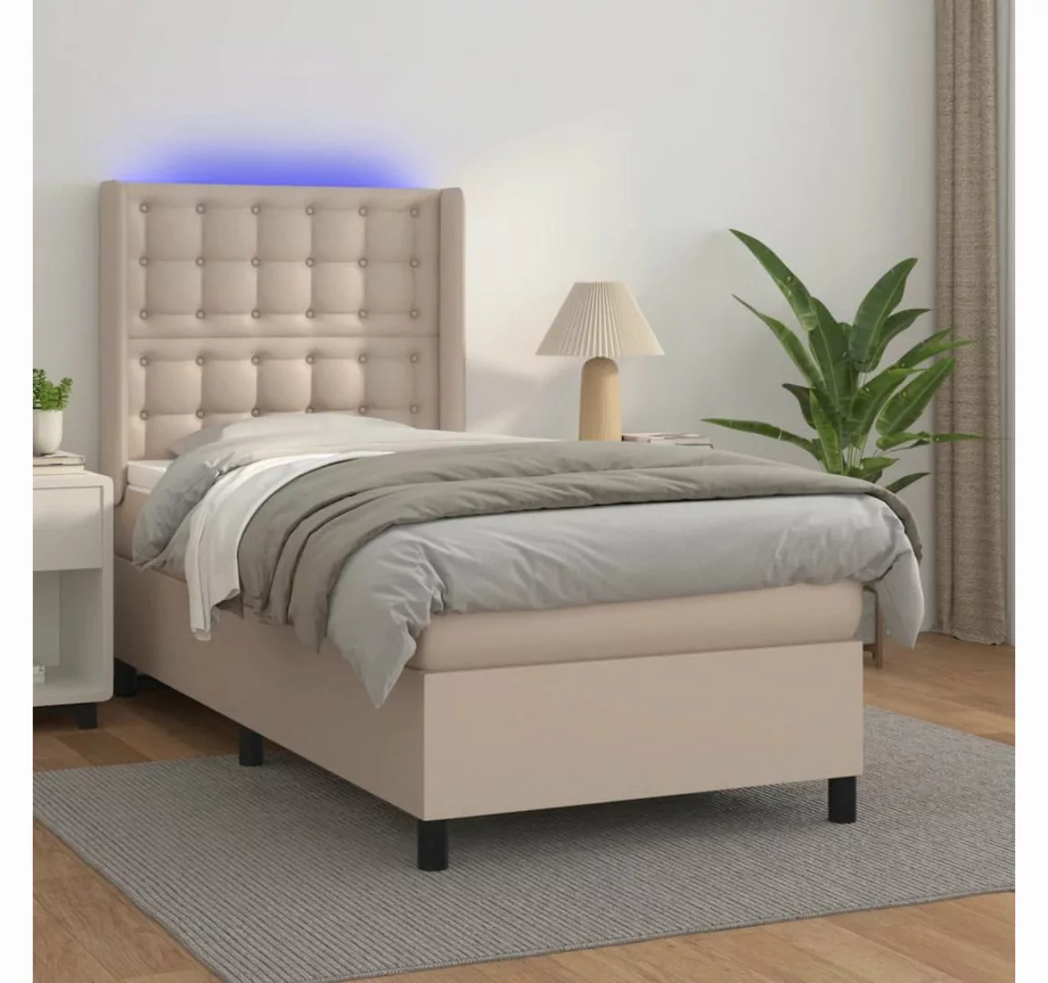 vidaXL Boxspringbett Boxspringbett mit Matratze und LED Kunstleder (90 x 19 günstig online kaufen