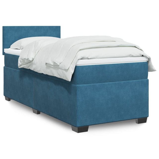 furnicato Bettgestell Boxspringbett mit Matratze Blau 100x200 cm Samt günstig online kaufen