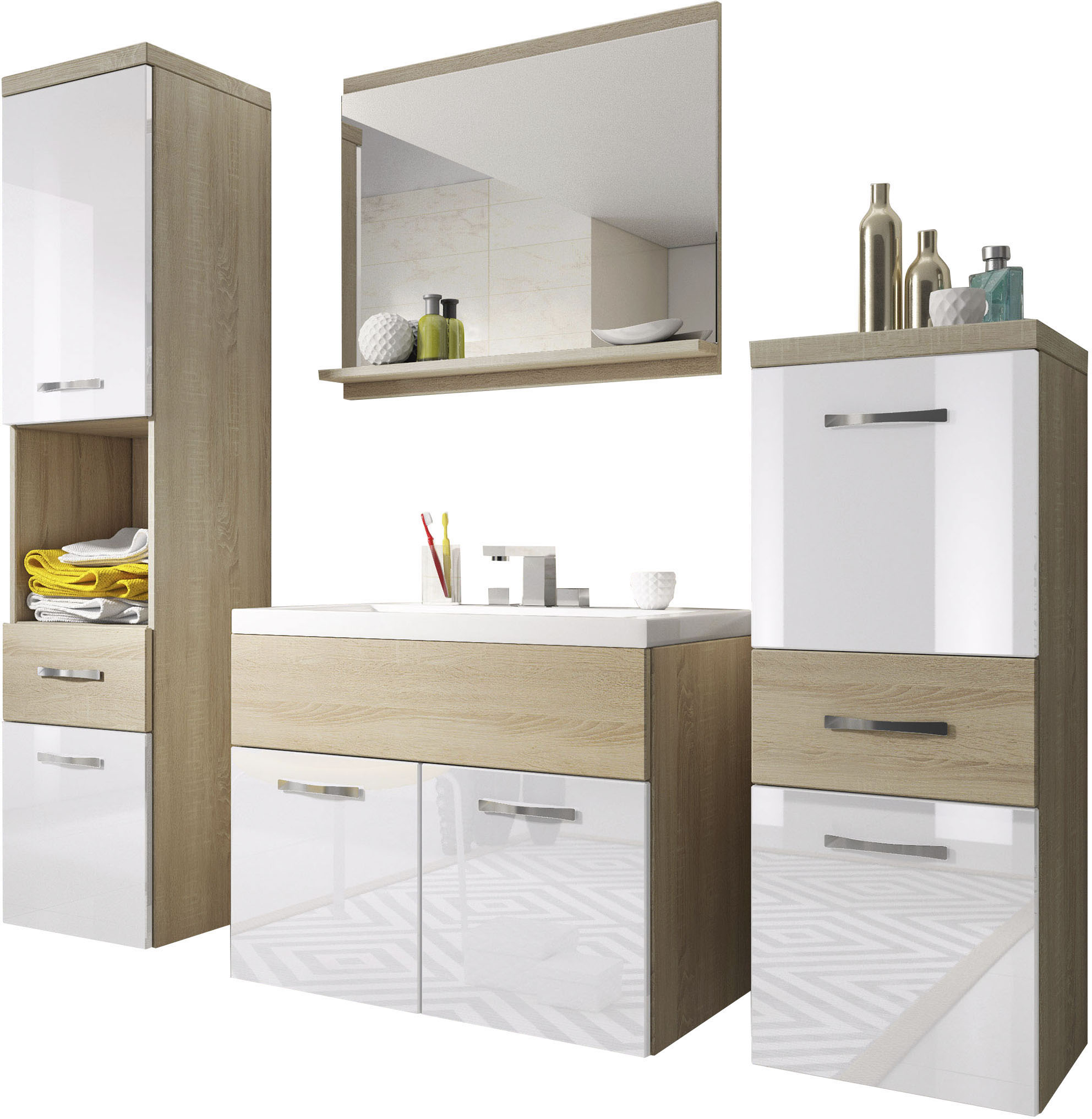 welltime Badmöbel-Set »ELDA«, (Komplett-Set, 5 St.), Waschtisch inkl. Wasch günstig online kaufen