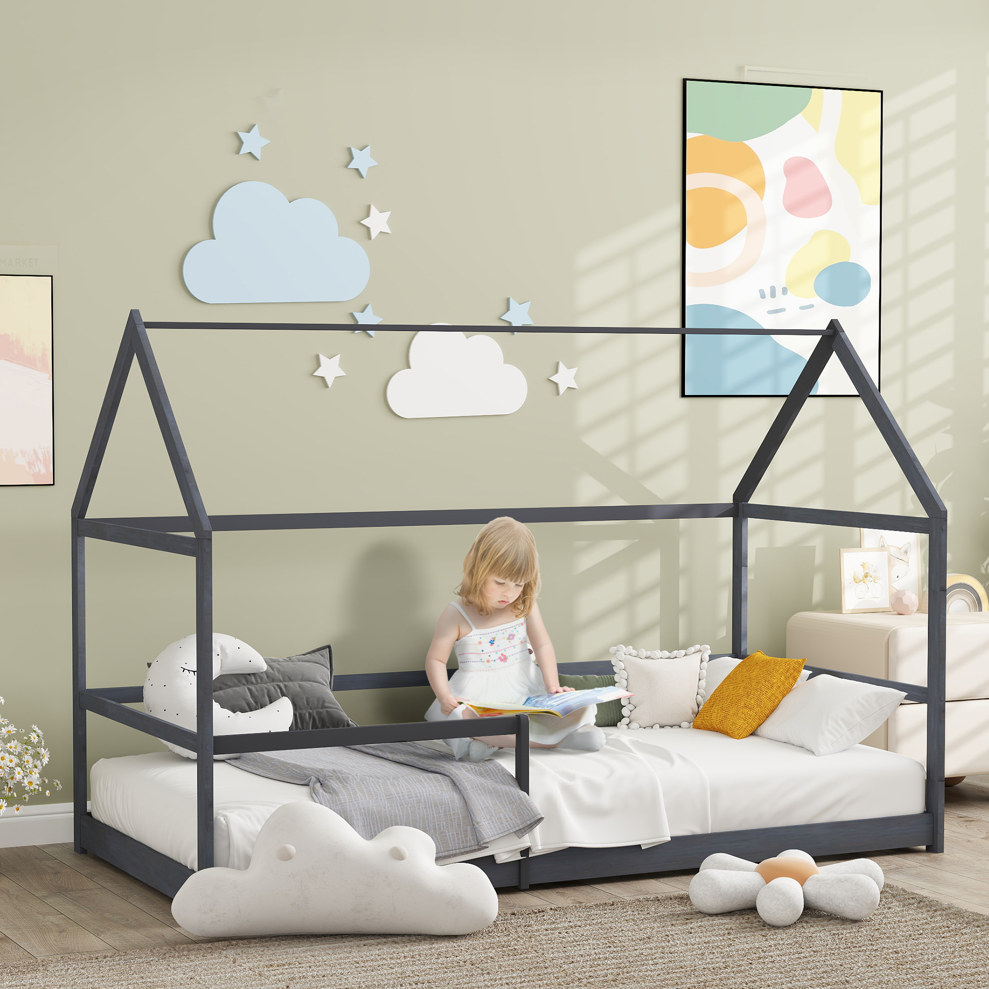 AIYAPLAY Kinderbett Baumhausbett 90x190 cm Kinderbett Kinderhaus aus Holz m günstig online kaufen