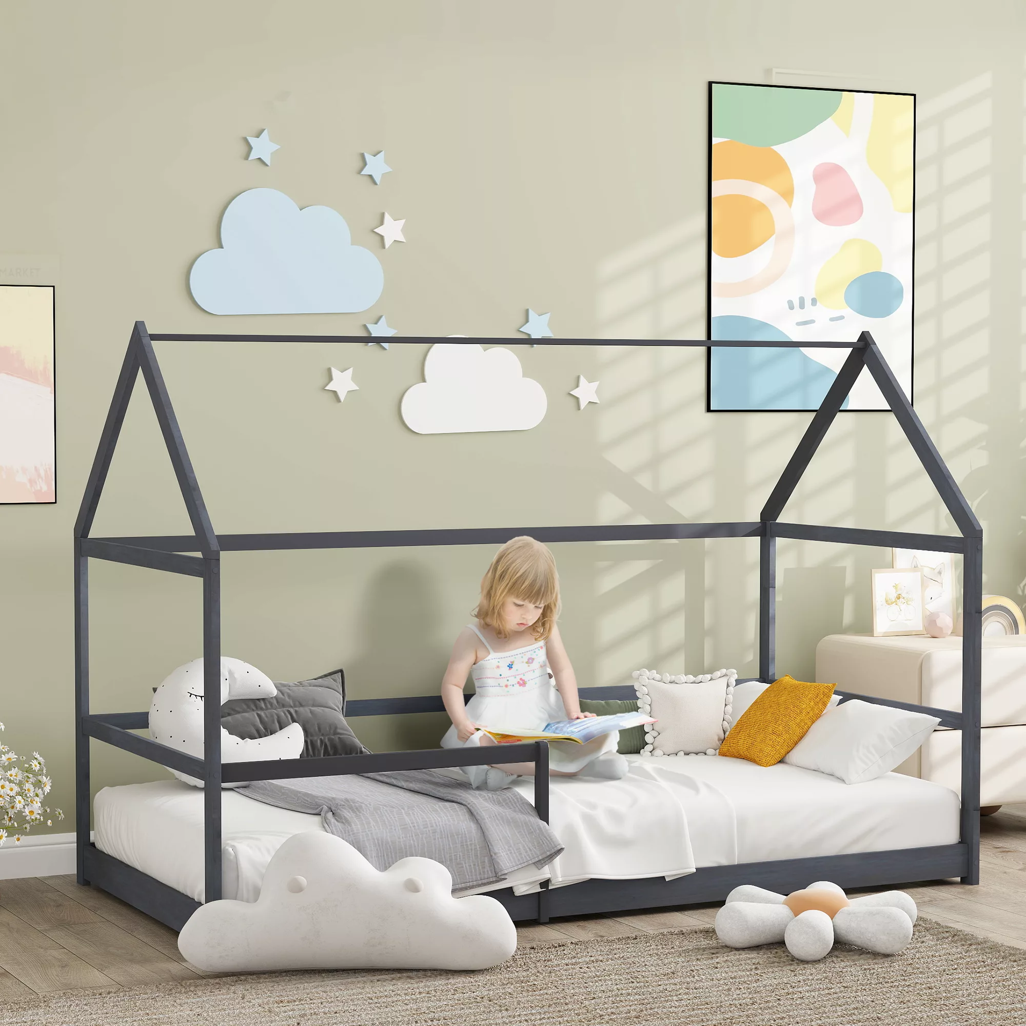 AIYAPLAY Kinderbett Baumhausbett 90x190 cm Kinderbett Kinderhaus aus Holz m günstig online kaufen