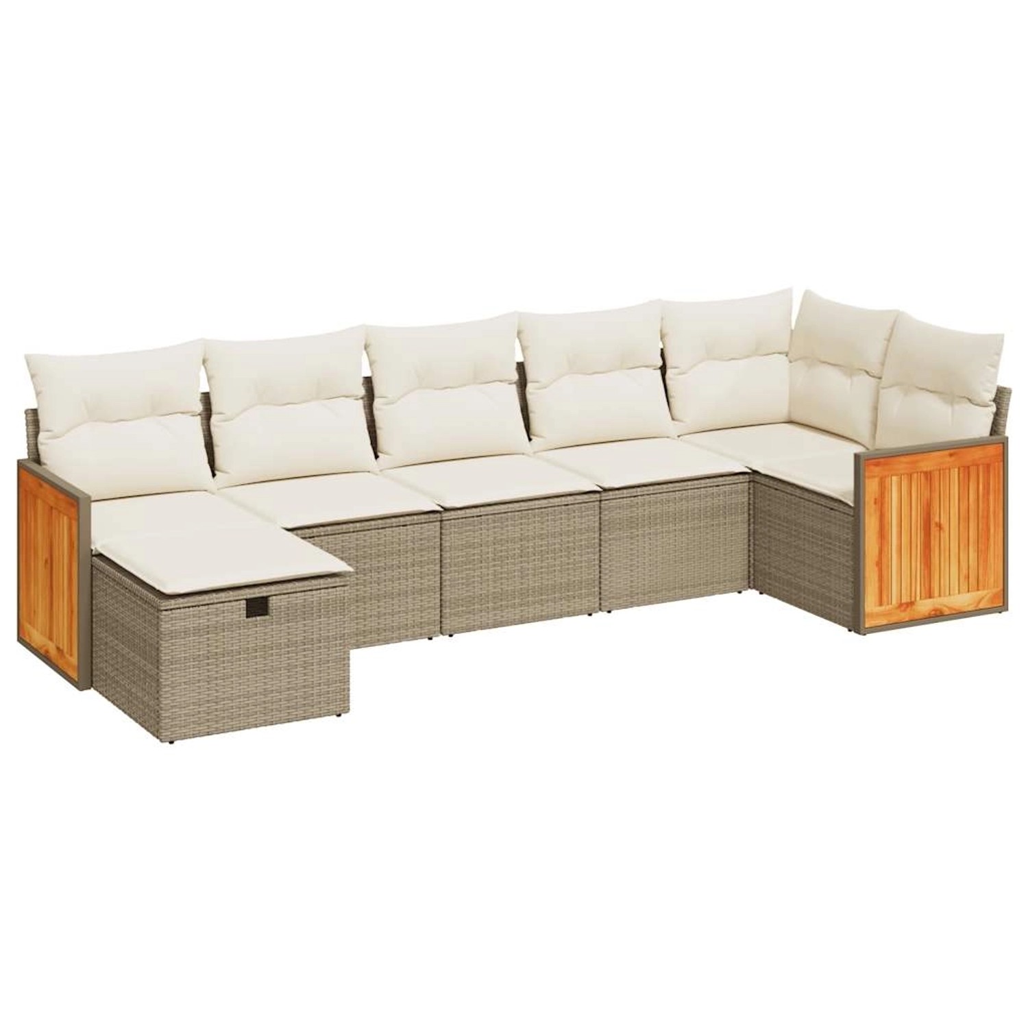 vidaXL 7-Tlg Garten-Sofagarnitur mit Kissen Beige Poly Rattan 3326041 günstig online kaufen