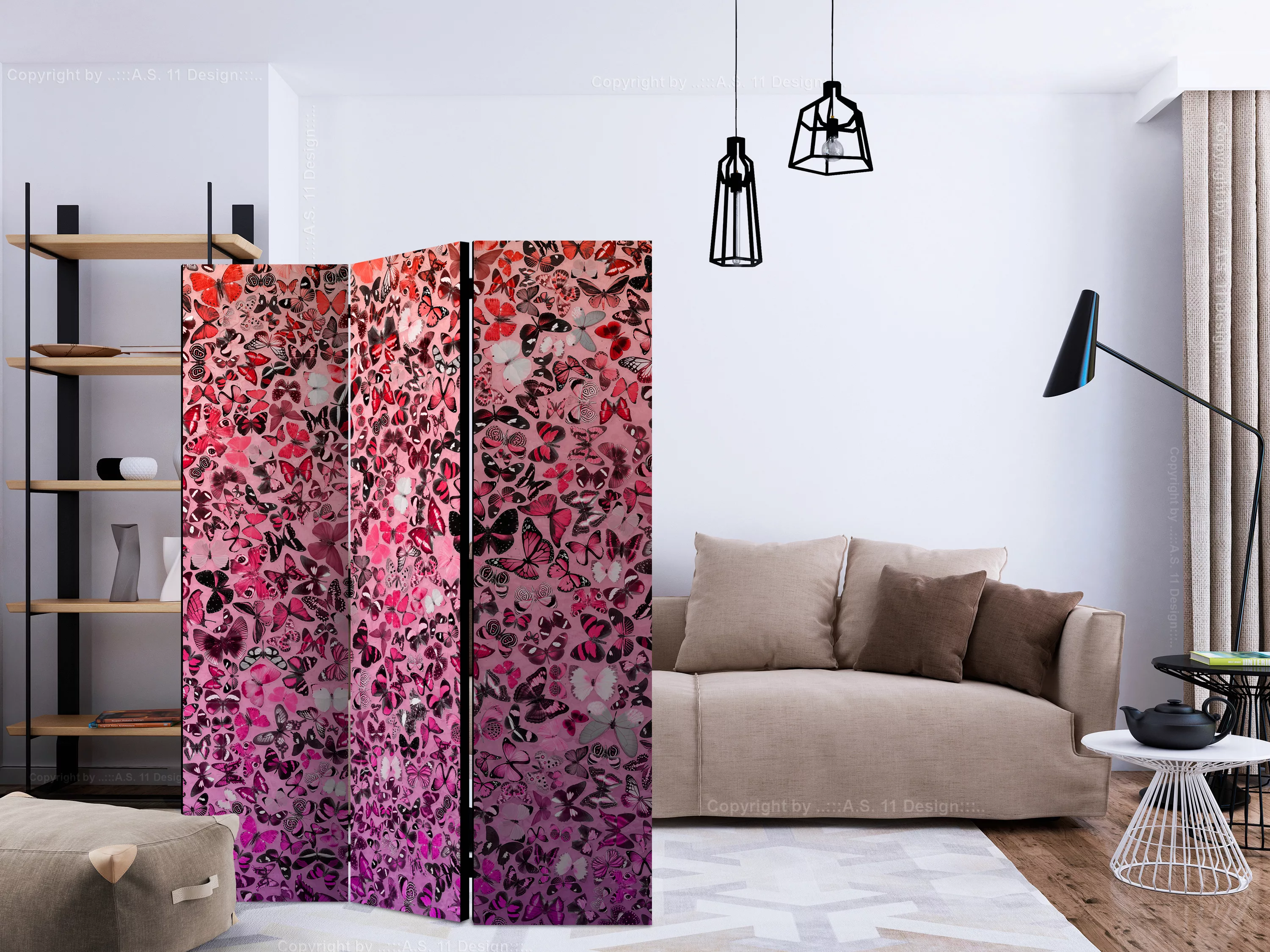 3-teiliges Paravent - Language Of Butterflies [room Dividers] günstig online kaufen