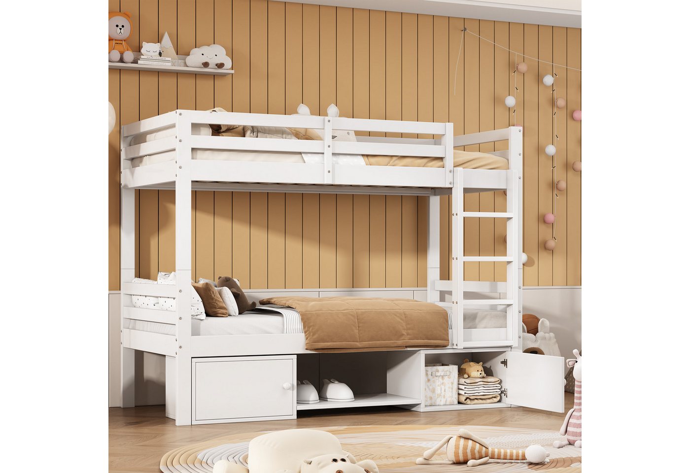 MODFU Etagenbett Kinderbett Gästebett Holzbett (Bett aufgeteilt in 2 Einzel günstig online kaufen