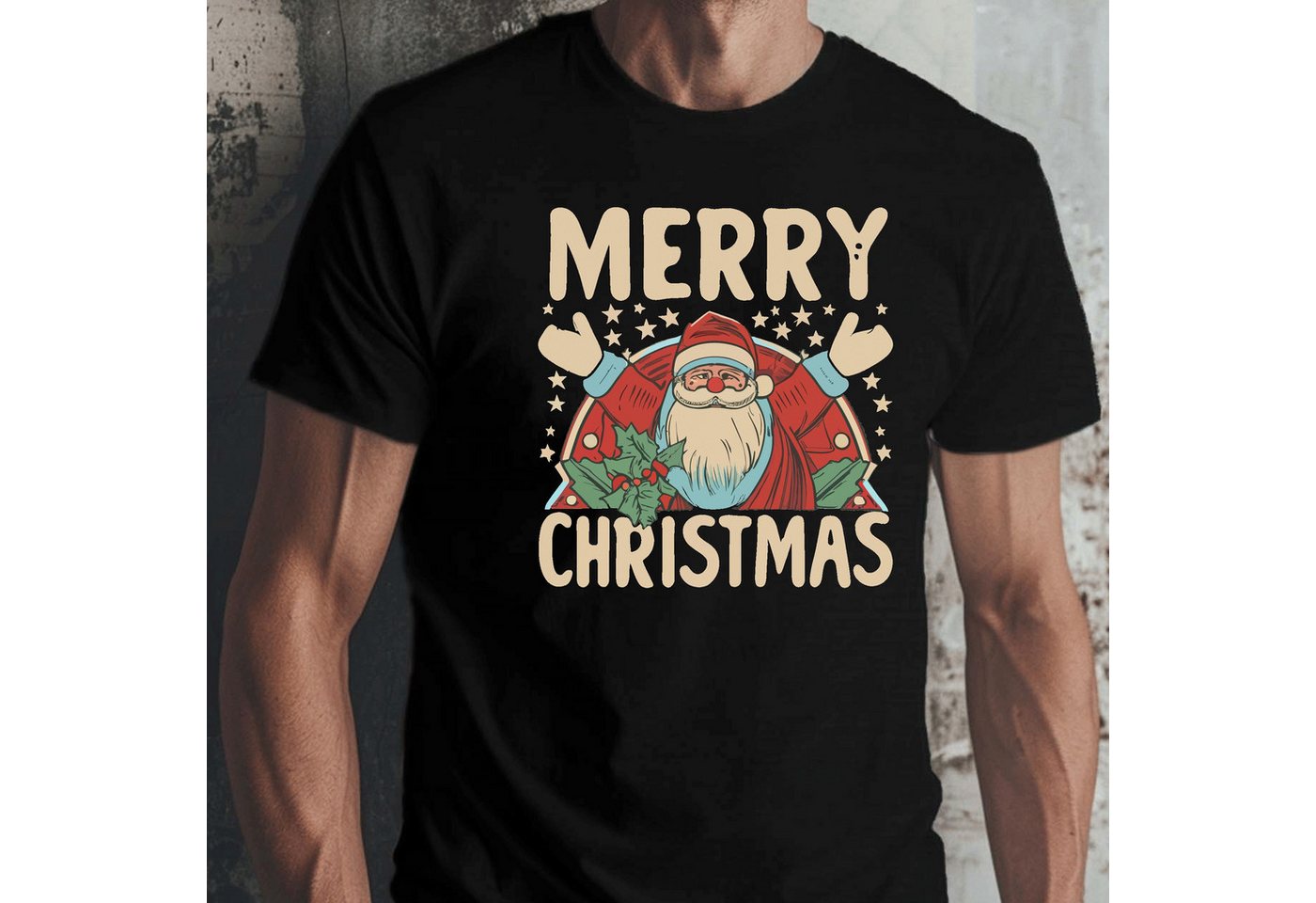 PYL T-Shirt Herren Christmas Kurzarm T-Shirts mit Weihnachtsmann Druck günstig online kaufen