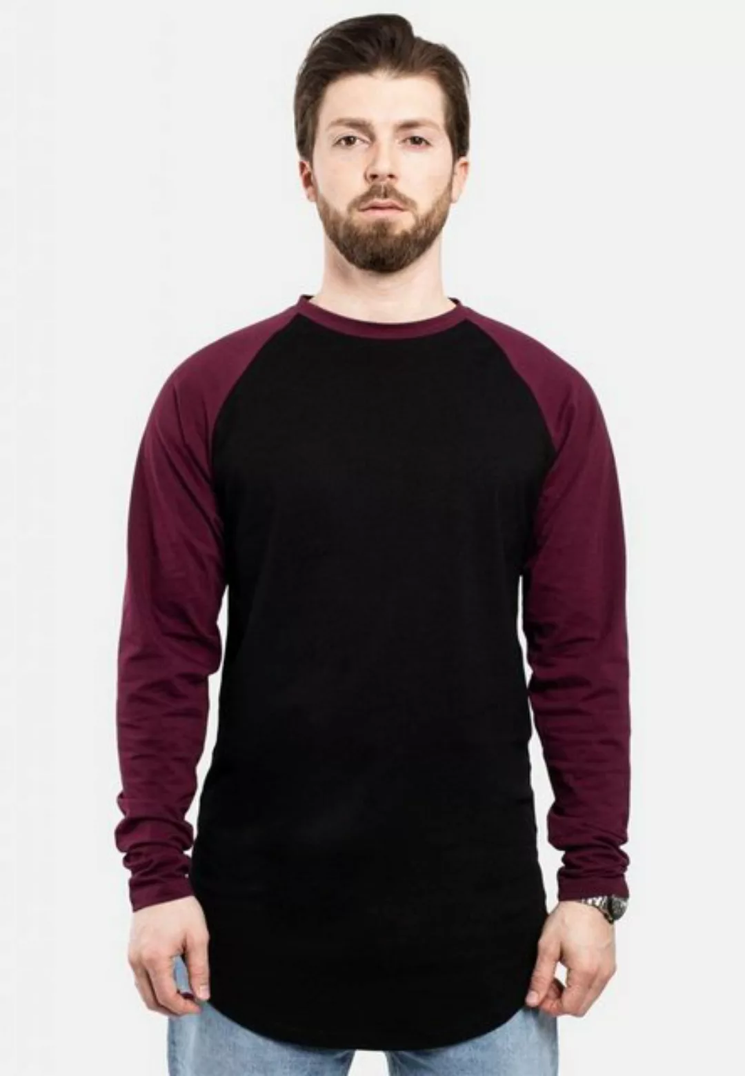 Blackskies T-Shirt Baseball Longshirt T-Shirt Schwarz-Burgundy X-Large günstig online kaufen