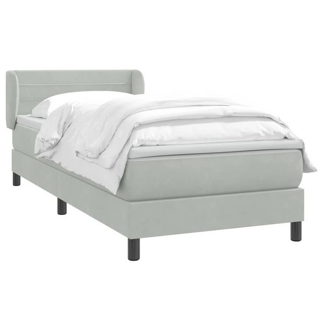 vidaXL Bett Boxspringbett mit Matratze Hellgrau 100x210 cm Samt günstig online kaufen