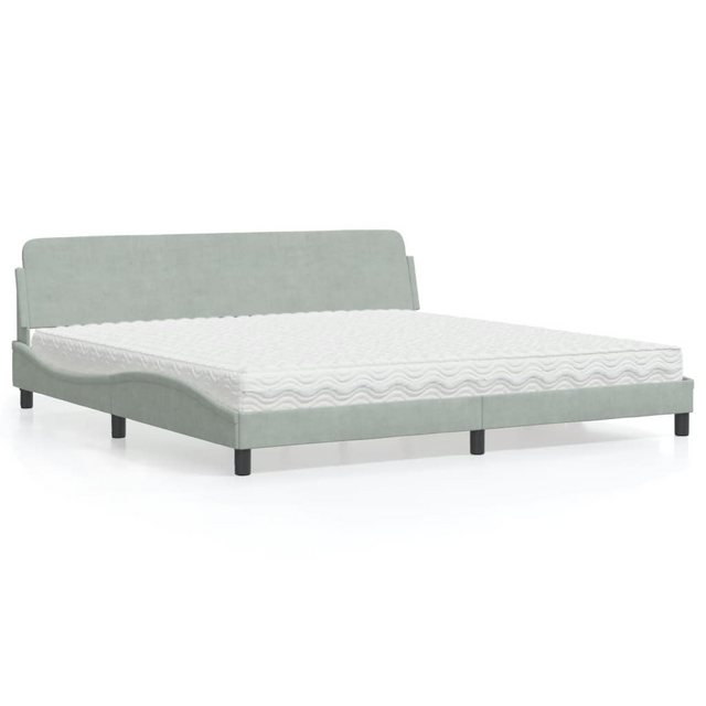 vidaXL Bett, Bett mit Matratze Hellgrau 200x200 cm Samt günstig online kaufen