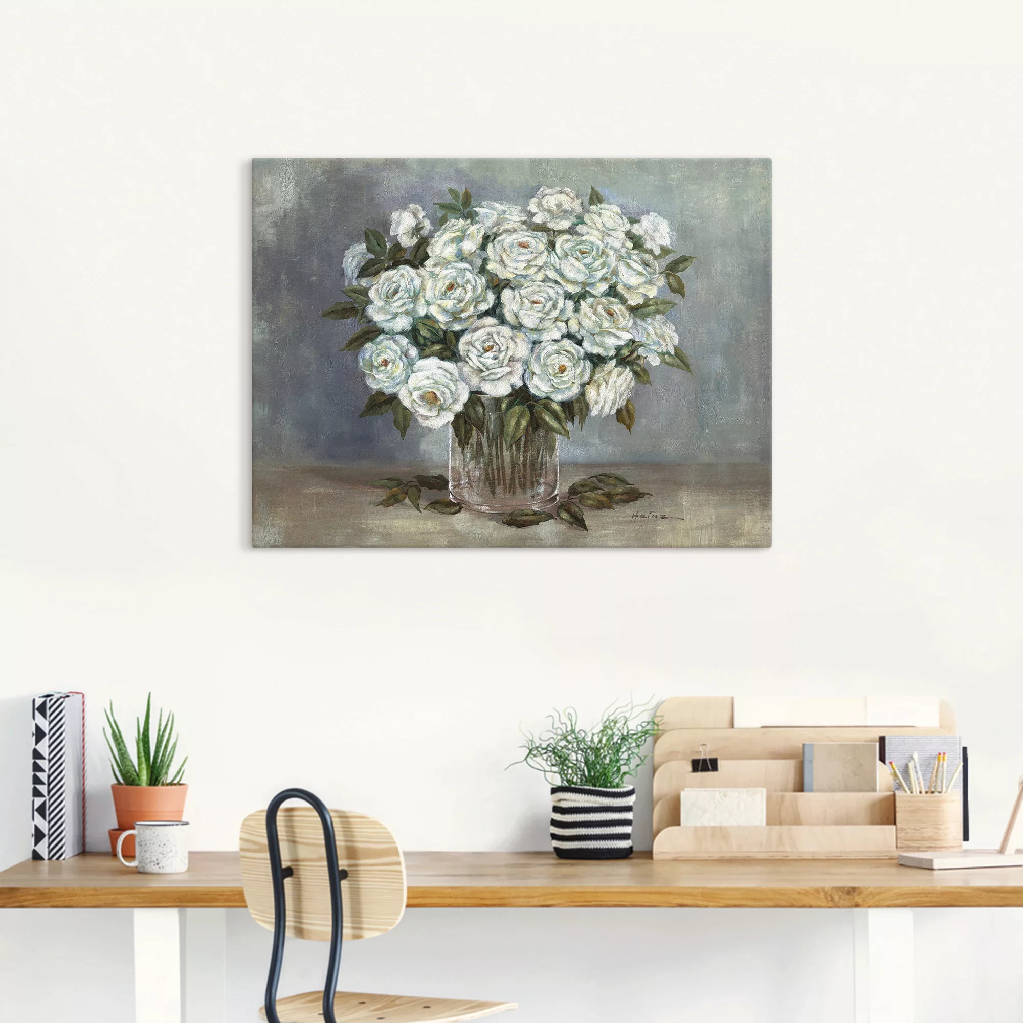 Artland Wandbild »Weiße Rosen«, Blumen, (1 St.), als Leinwandbild, Poster i günstig online kaufen