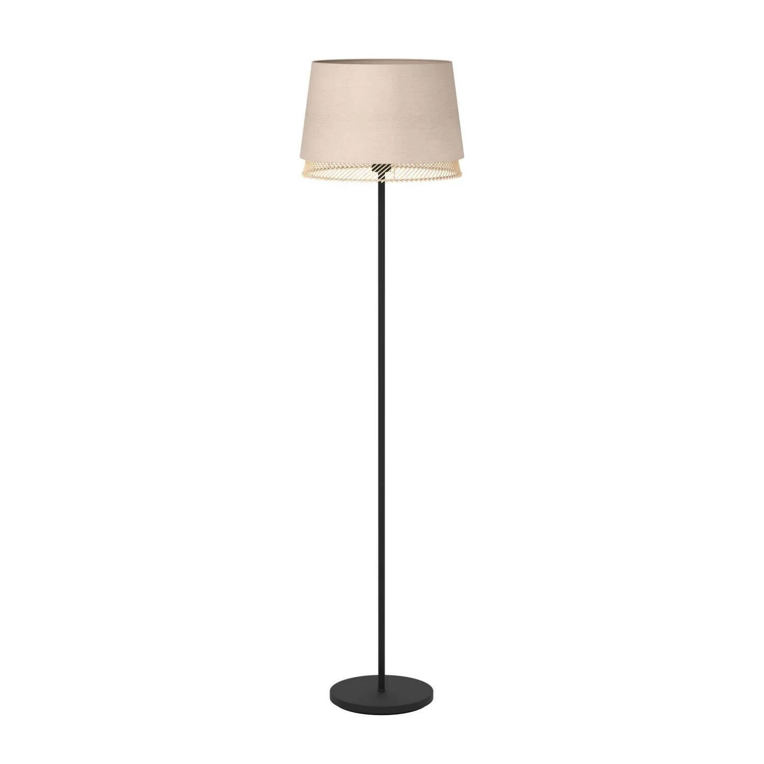 Stehlampe Tabley, schwarz/naturfarben, Höhe 153 cm, Stoff günstig online kaufen