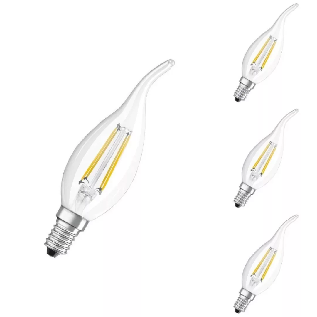 Osram LED Lampe ersetzt 40W E14 Windstoßkerze - Ba38 in Transparent 4W 470l günstig online kaufen