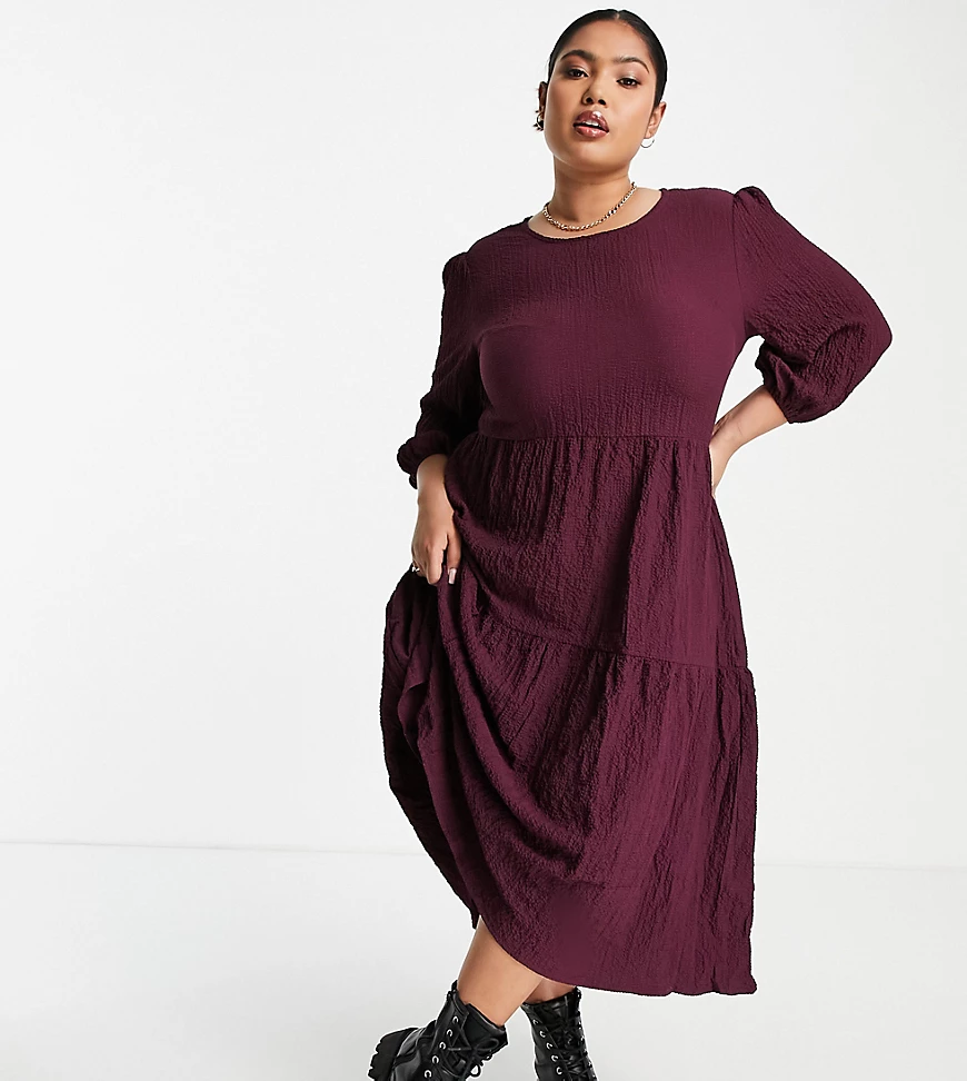 Urban Threads Plus – Midikleid mit voluminösen Ärmeln-Lila günstig online kaufen