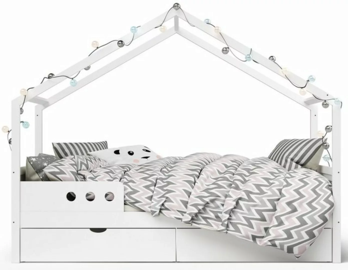 Bellabino Hausbett Bela (Kinderbett 90x200 cm, mit großer Schublade, weiß), günstig online kaufen