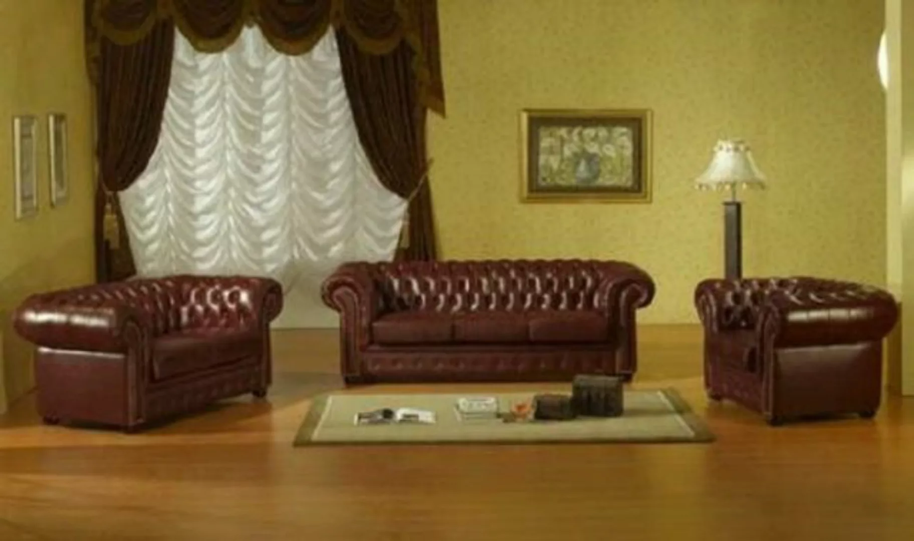 JVmoebel Sofa Sofagarnitur Sofa Polster Set Couch 3+2+1 Antik 100% Leder So günstig online kaufen