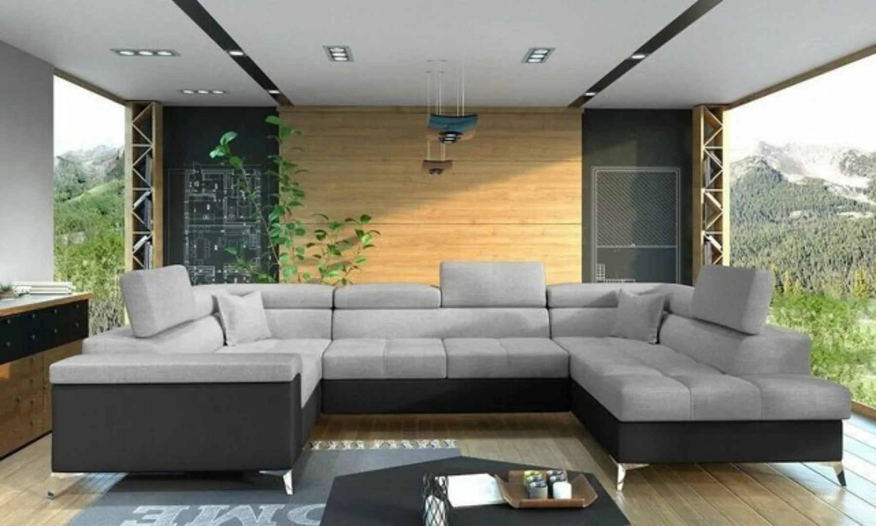 JVmoebel Ecksofa, Ecksofa U-Form Sofa Couch Design Polster Schlafsofa Bettf günstig online kaufen
