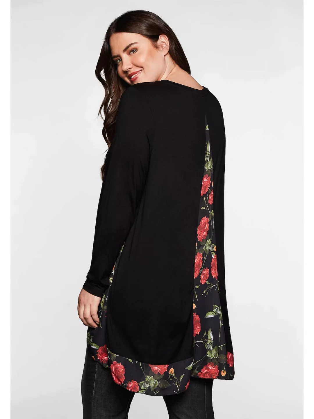 sheego by Joe Browns Longshirt "Große Größen", mit floral bedruckten Einsät günstig online kaufen