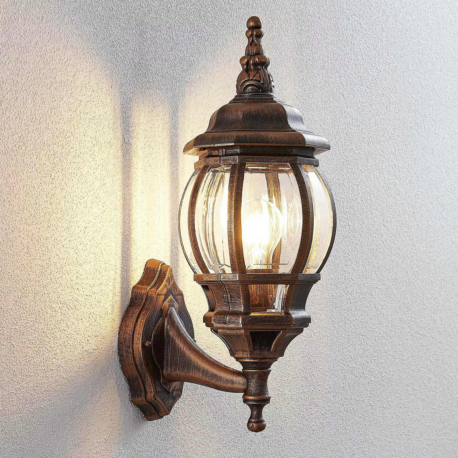 Lindby Außenwandleuchte Nadesha, Höhe 47 cm, gold gebürstet günstig online kaufen