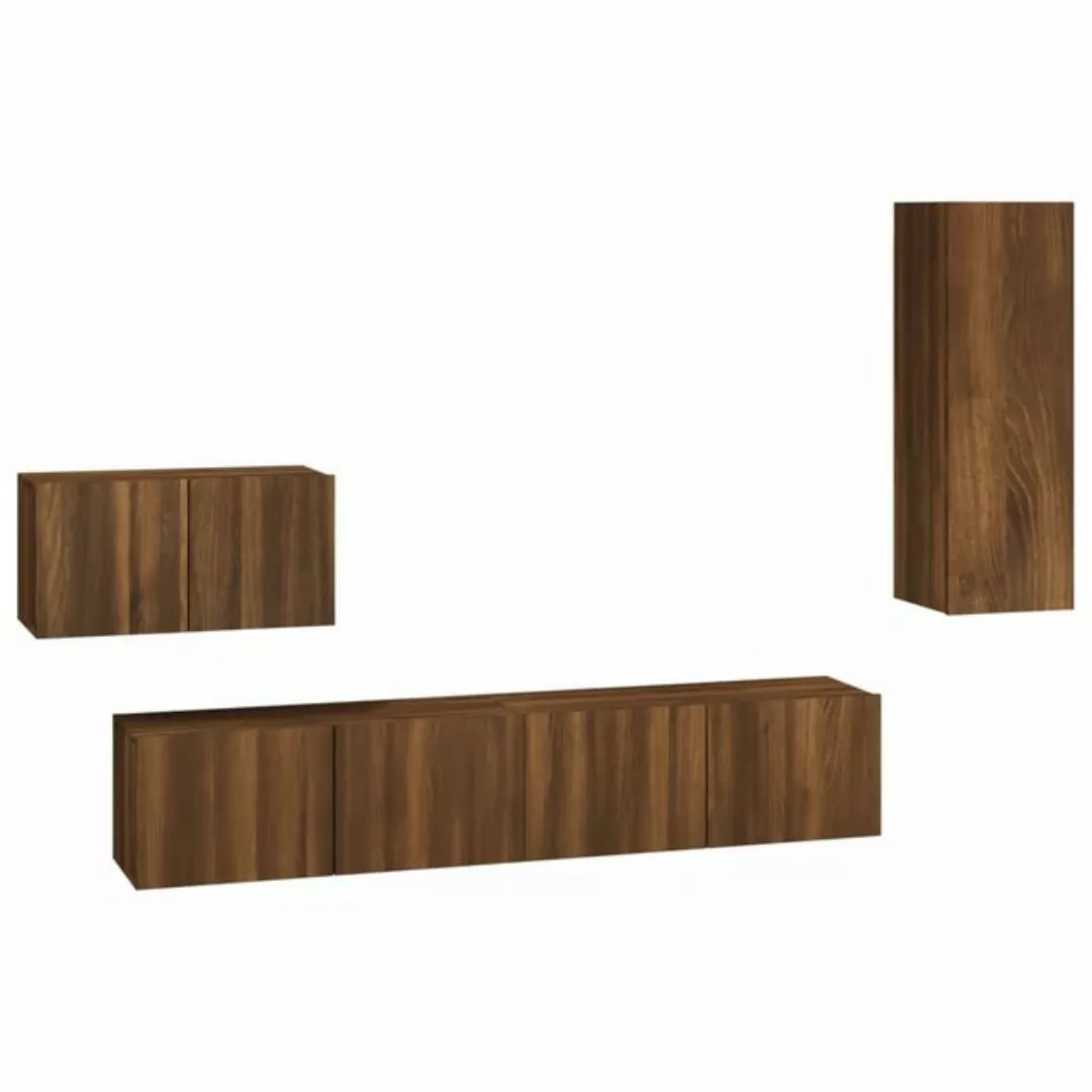 vidaXL TV-Schrank 4-tlg. TV-Schrank-Set Braun Eichen-Optik Holzwerkstoff (4 günstig online kaufen