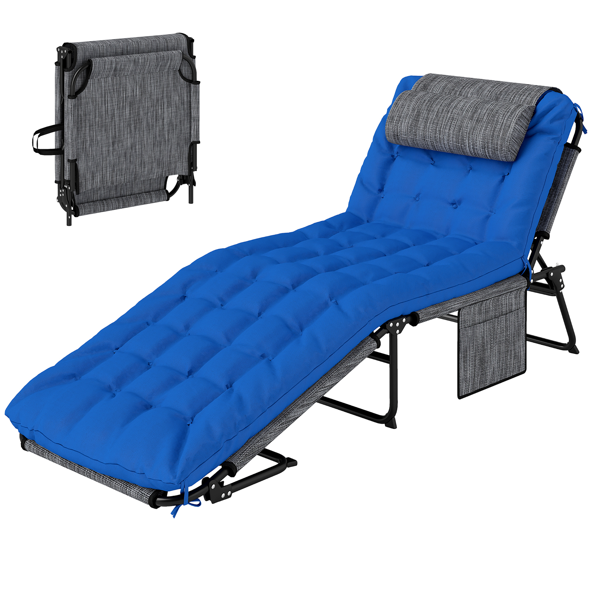 Outsunny Sonnenliege klappbar Gartenliege mit Kopfkissen, Liegestuhl mit 4- günstig online kaufen