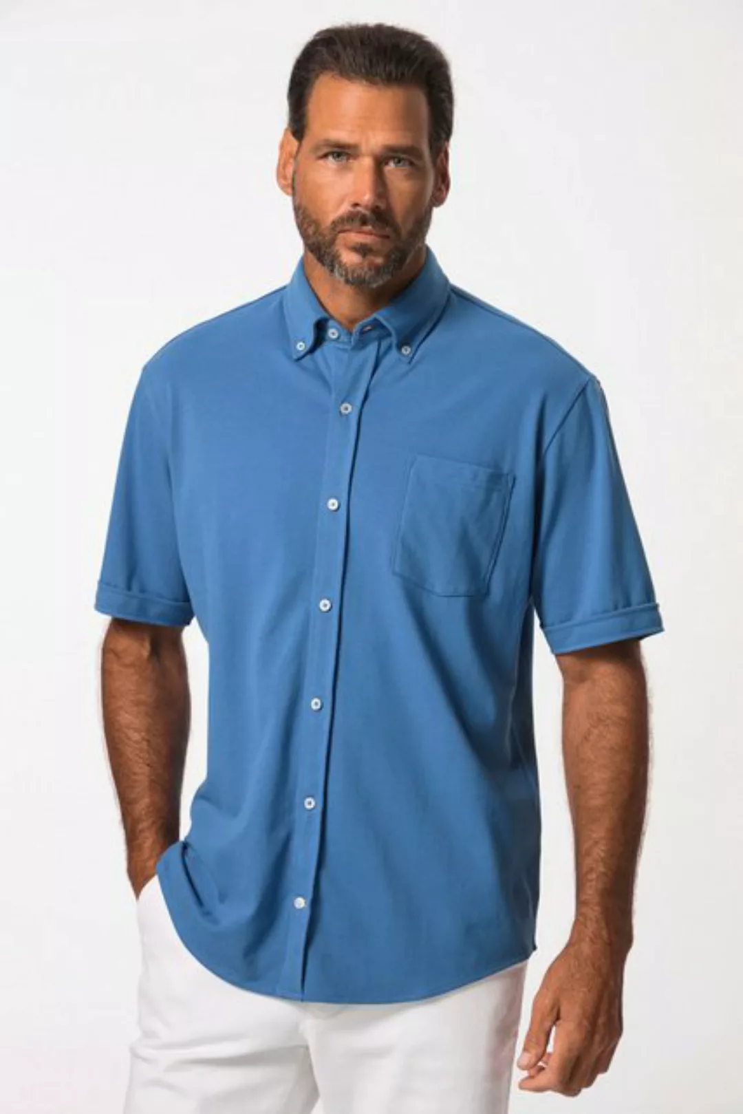 JP1880 Kurzarmhemd Piqué-Hemd FLEXNAMIC® Halbarm Buttondown-Kragen günstig online kaufen