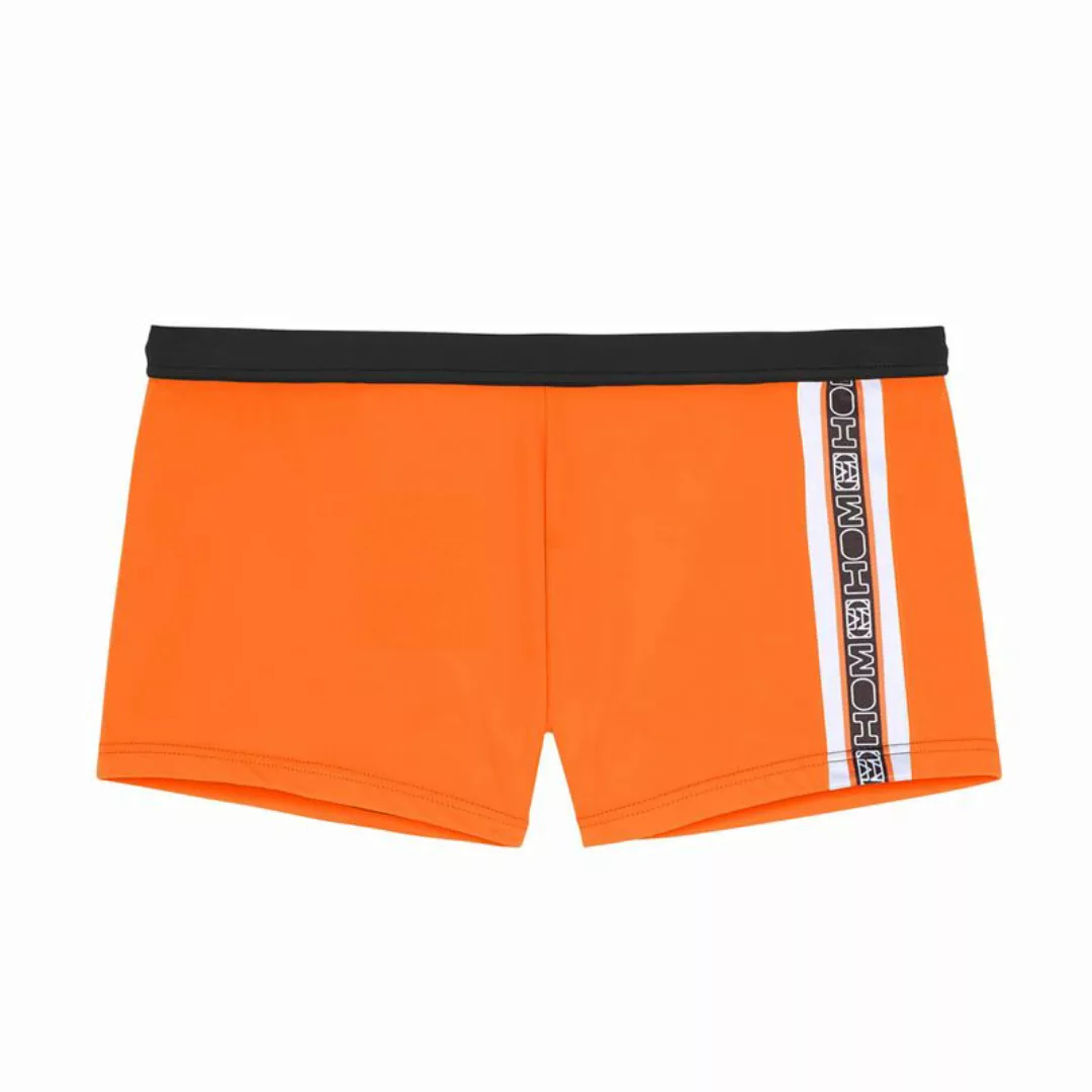 HOM Herren Badeshort - Swim Shorts "Alize", Badehose, Logostreifen Orange M günstig online kaufen
