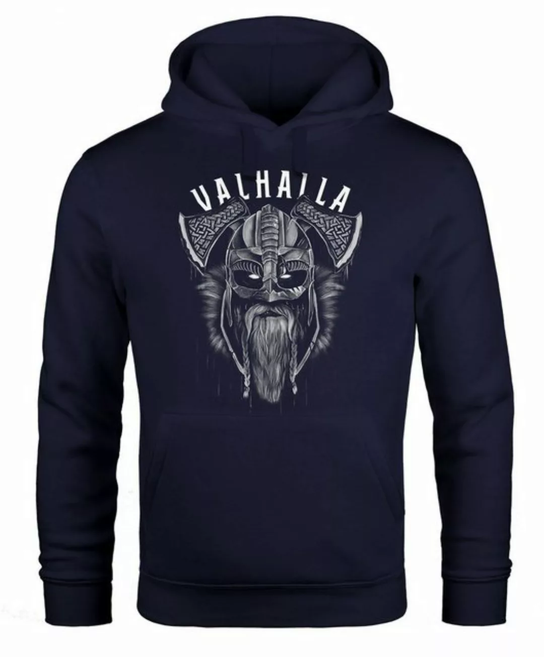 Neverless Hoodie Hoodie Herren Aufdruck Valhalla Wikinger Helm Viking Odin günstig online kaufen